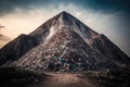 large huge mountain of plastic garbage on ground overflowing garbage