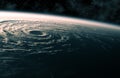 Large Hurricane Raging On Planet Earth. View From Space.