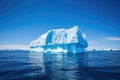 large iceberg floating in the blue ocean