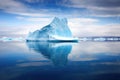 large iceberg floating in a placid arctic sea