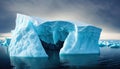 Large iceberg melting into the ocean. Concept of global warming, ecology and environment. Relating to the North or South Pole Royalty Free Stock Photo