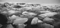 Large icebergs detached from the tongue of a glacier reaching the coast, in Iceland, paradise for adventurers