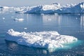 Large icebergs in the icefjord at Ilulissat, Greenland