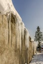 Large icicles formed on the roof during the thaw