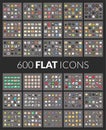 Large icons set, 600 vector pictogram of flat Royalty Free Stock Photo