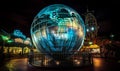 Large illuminated globe is seen at night at the Universal Studios theme park in Orlando Florida Royalty Free Stock Photo