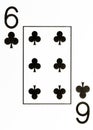 Large index playing card 6 of clubs