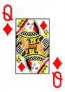 Large index playing card queen of diamonds Royalty Free Stock Photo