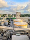 large industrial area with several silos Royalty Free Stock Photo