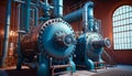 Inside a Large Industrial Boiler room, Water Treatment Facility, Generative AI Royalty Free Stock Photo