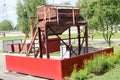 Large industrial brown waste collection bin, trash bins at an industrial plant