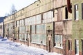 Large industrial building abandoned of factory with broken windows Royalty Free Stock Photo