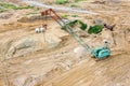 Large industrial crawler crane at construction site. aerial view