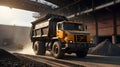 Large industrial dump truck unloading ore at a processing plant Royalty Free Stock Photo