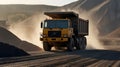 Large industrial dump truck unloading ore at a processing plant Royalty Free Stock Photo
