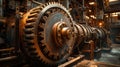 A large industrial machine with gears and wheels in a factory, AI Royalty Free Stock Photo