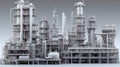 Large industrial oil refinery petrochemical plant with equipments. AI generated