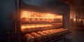 A large industrial oven baking food products Hyper-realis created with generative AI