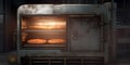 A large industrial oven baking food products Hyper-realis one created with generative AI