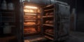 A large industrial oven baking food products Hyper-realis two created with generative AI