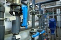 A large industrial set installation of reverse osmosis system and nanofiltration membranes for water treatment Royalty Free Stock Photo