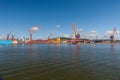 Large industrial shipping harbour in Gothenburg, Royalty Free Stock Photo