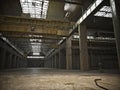 Large Interior framed grunge warehouse with an empty floor Royalty Free Stock Photo