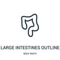 large intestines outline icon vector from body parts collection. Thin line large intestines outline outline icon vector