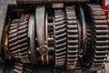 Large iron gears closeup. Gear iron gear Royalty Free Stock Photo