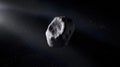 A large, irregularly shaped asteroid in space. Royalty Free Stock Photo