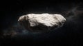 A large, irregularly shaped asteroid in space. Royalty Free Stock Photo