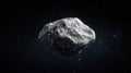 A large, irregularly shaped gray asteroid in space. Royalty Free Stock Photo