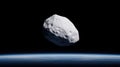 A large, irregularly shaped white asteroid in space. Royalty Free Stock Photo