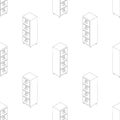 Large isometric of drawers with documents line seamless pattern. Royalty Free Stock Photo