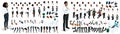 Large isometric Set of hand gestures and legs of African American woman and men 3d business lady. Create your isometric