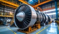 Large Jet Engine Assembly in Industrial Manufacturing Facility Royalty Free Stock Photo
