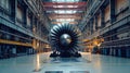 Large Jet Engine Displayed in Factory Workshop Royalty Free Stock Photo