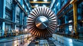 Large Jet Engine Displayed in Factory Workshop Royalty Free Stock Photo