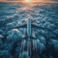 Large Jetliner Flying Through Cloudy Sky