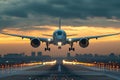 Large Jetliner Flying Through Cloudy Sky