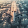 Large Jetliner Flying Through Cloudy Sky