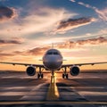 Large Jetliner Parked on Airport Tarmac Royalty Free Stock Photo