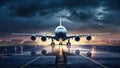 Large Jetliner Parked on Airport Tarmac Royalty Free Stock Photo