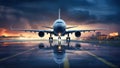 Large Jetliner Parked on Airport Tarmac Royalty Free Stock Photo