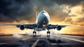 Large Jetliner Parked on Airport Tarmac Royalty Free Stock Photo