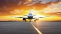 Large Jetliner Parked on Airport Tarmac Ready for Takeoff Royalty Free Stock Photo