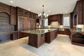 Large kitchen in new construction home Royalty Free Stock Photo