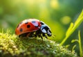 Large ladybug close up in green nature Royalty Free Stock Photo