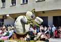 Large ladybug with a hat of white and green plants