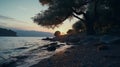 Gusty Scenery: Photorealistic Sunrise On A Mediterranean Lake